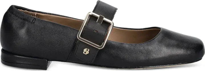 Buckle-Strap Square-Toe Flats