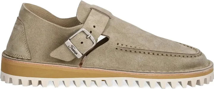 Buckle-Strap Suede Mules