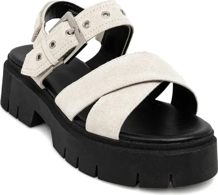 Buckle-Strap Suede Sandals - Image 2