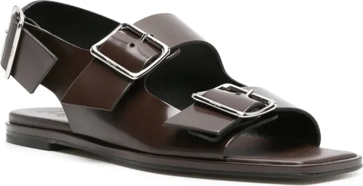 Buckle-Straps Leather Sandals - Image 2
