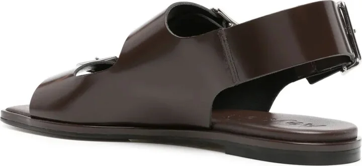 Buckle-Straps Leather Sandals - Image 3