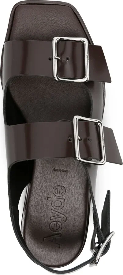 Buckle-Straps Leather Sandals - Image 4