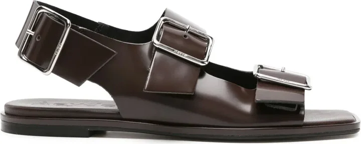 Buckle-Straps Leather Sandals