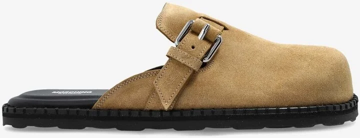 Buckle Suede Flat Mules