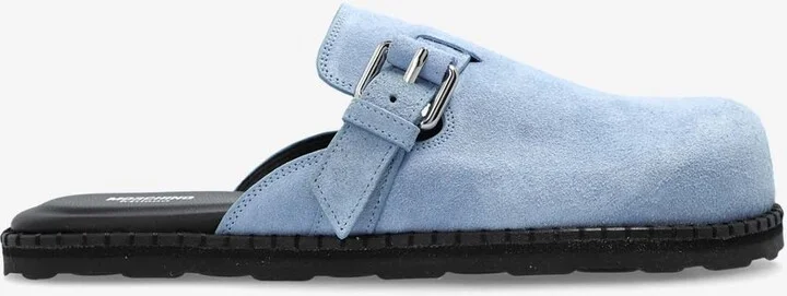 Buckle Suede Flat Mules