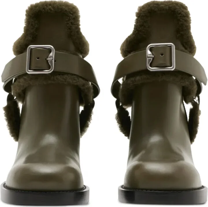 Buckled 100mm Leather Biker Boots - Image 2
