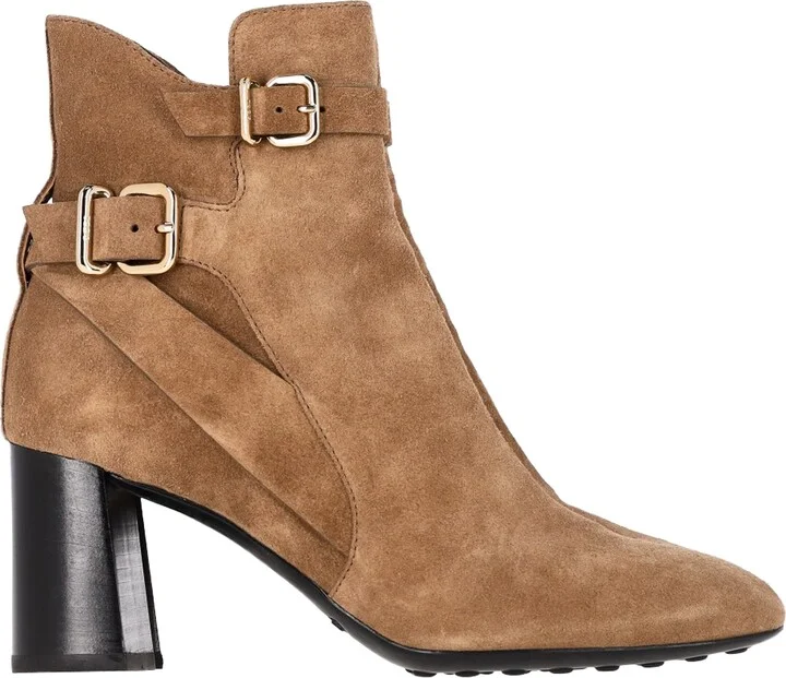 Buckled Ankle Boots in Brown Suede