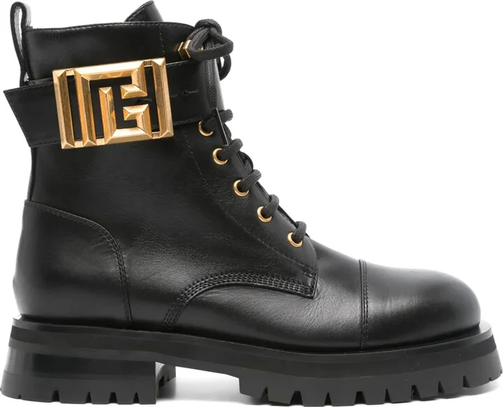 Buckled-Ankle Leather Boots