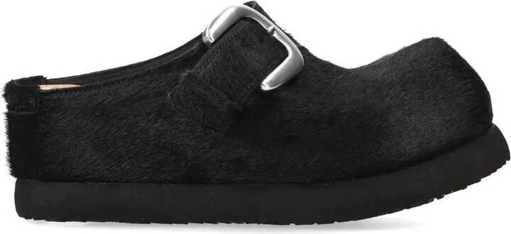 Buckled Calf-Hair Slippers