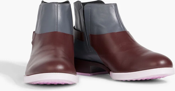Buckled color-block leather ankle boots - Image 2