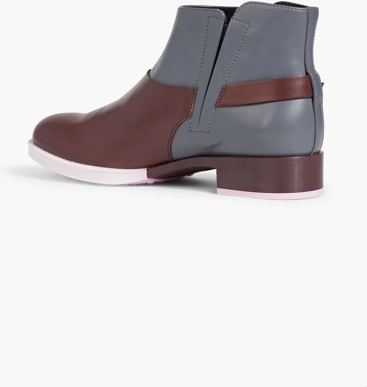 Buckled color-block leather ankle boots - Image 3