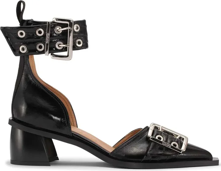 Buckled Faux-Leather Pumps