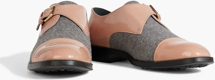 Buckled felt and patent-leather brogues - Image 2