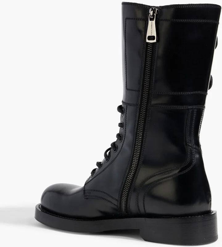 Buckled glossed-leather combat boots - Image 3