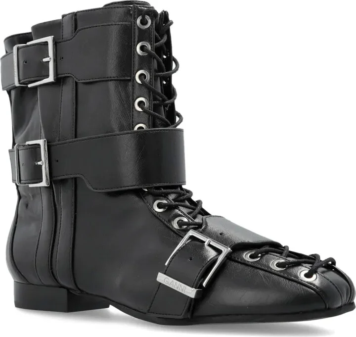 Buckled Lace-Up Combat Boots - Image 2