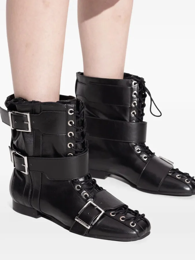 Buckled Lace-Up Combat Boots - Image 5