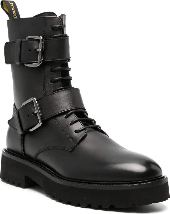 Buckled Lace-Up Leather Boots - Image 2