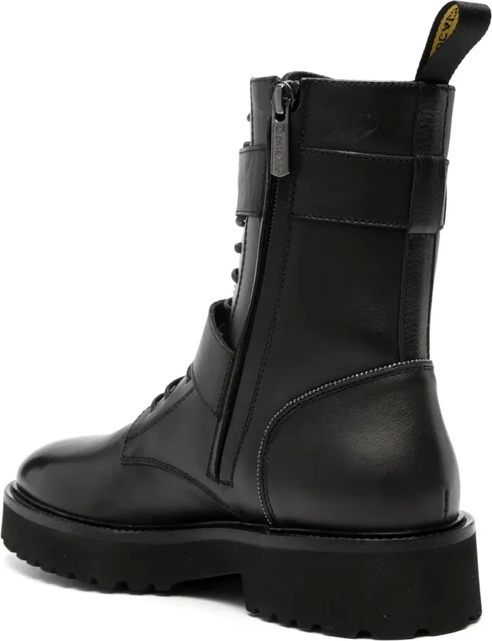 Buckled Lace-Up Leather Boots - Image 3