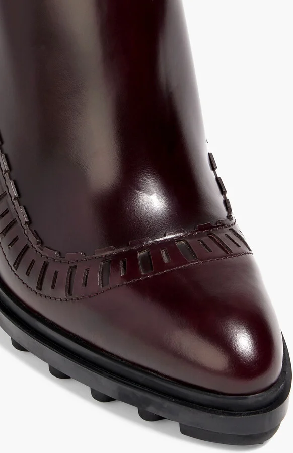 Buckled laser-cut glossed-leather ankle boots - Image 4