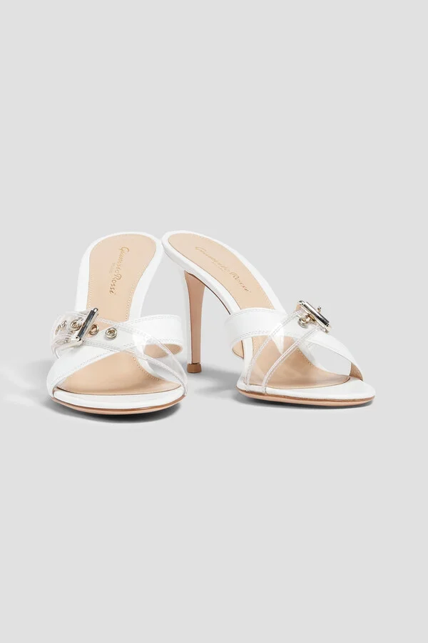 Buckled leather and PVC mules - Image 2