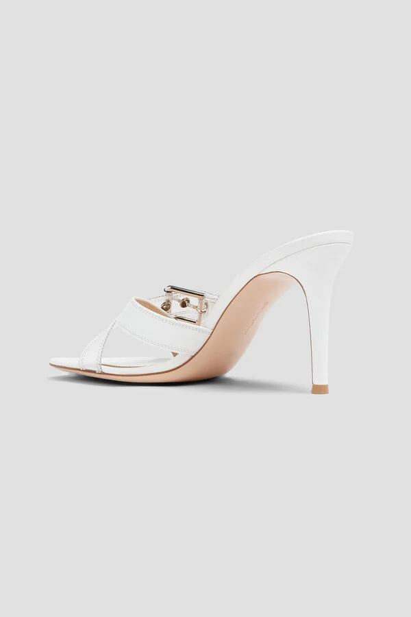 Buckled leather and PVC mules - Image 3