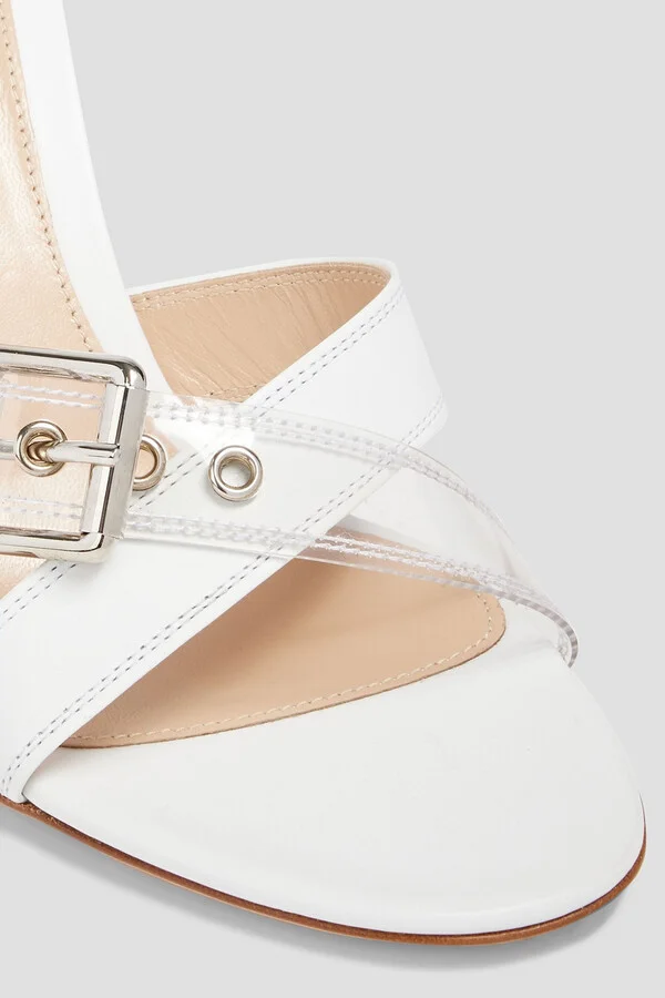Buckled leather and PVC mules - Image 4