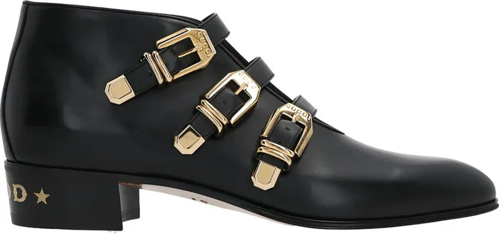 Buckled Leather Ankle Boots