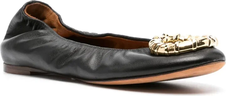 Buckled Leather Ballerina Shoes - Image 2