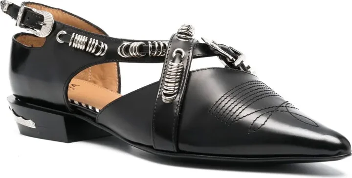 Buckled Leather Ballerina Shoes - Image 2