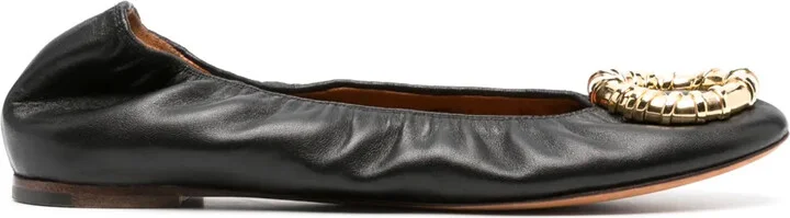 Buckled Leather Ballerina Shoes