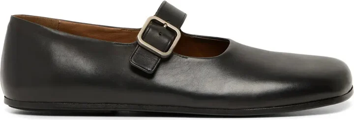 Buckled Leather Ballerina Shoes