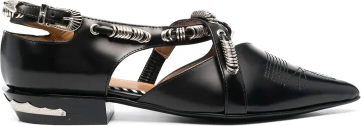 Buckled Leather Ballerina Shoes