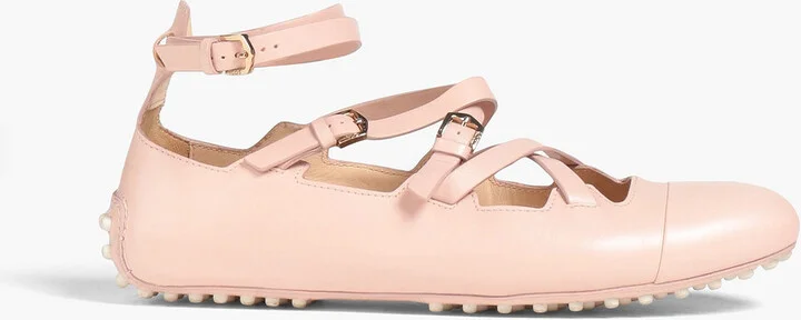 Buckled leather ballet flats