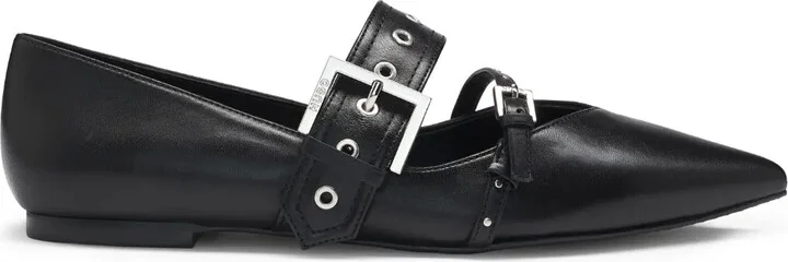 Buckled Leather Ballet Flats