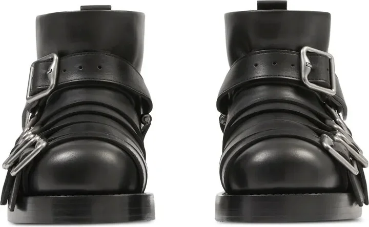 Buckled Leather Biker Boots - Image 2