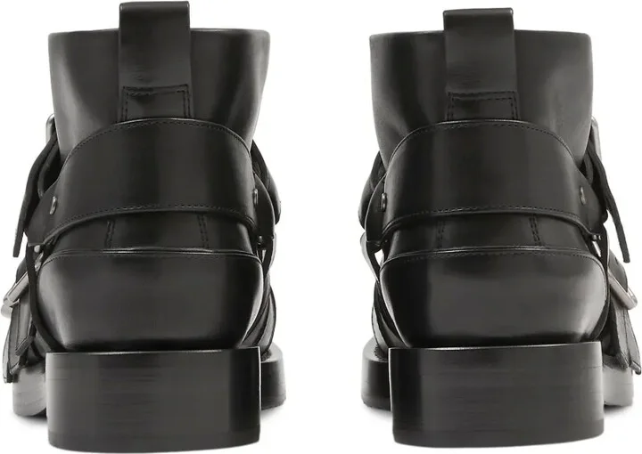 Buckled Leather Biker Boots - Image 3