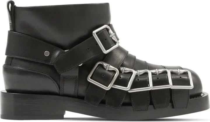 Buckled Leather Biker Boots