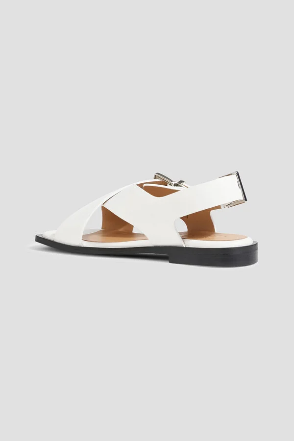 Buckled leather-blend slingback sandals - Image 3
