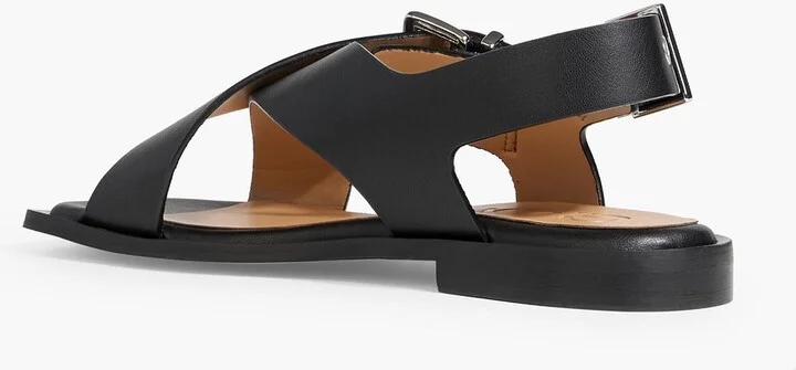 Buckled leather-blend slingback sandals - Image 3