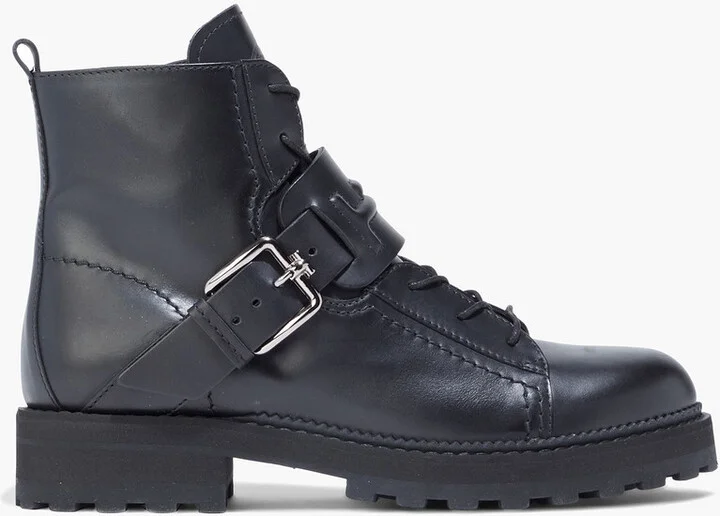 Buckled leather combat boots