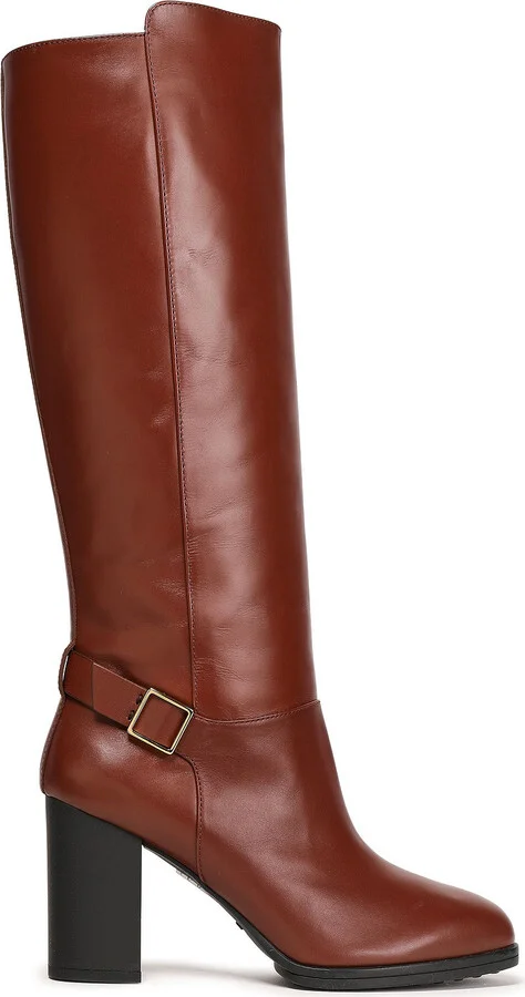 Buckled leather knee boots