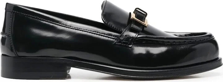 Buckled Leather Moccasin Loafers