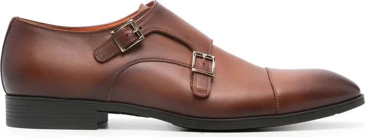 buckled leather Monk shoes