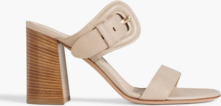 Buckled leather mules
