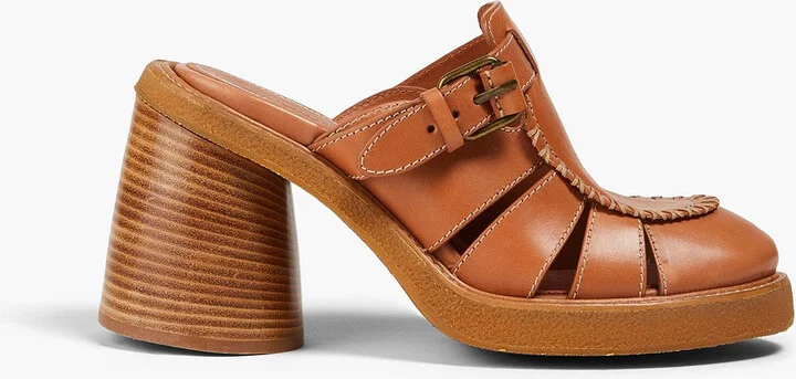 Buckled leather mules