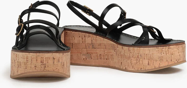 Buckled leather platform sandals - Image 2