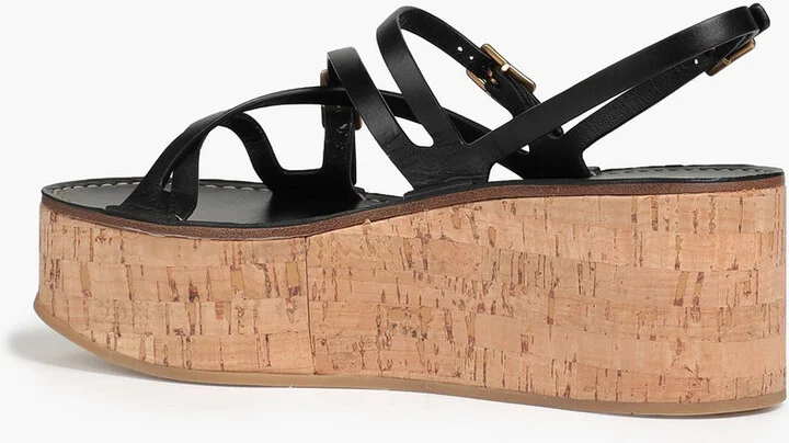 Buckled leather platform sandals - Image 3