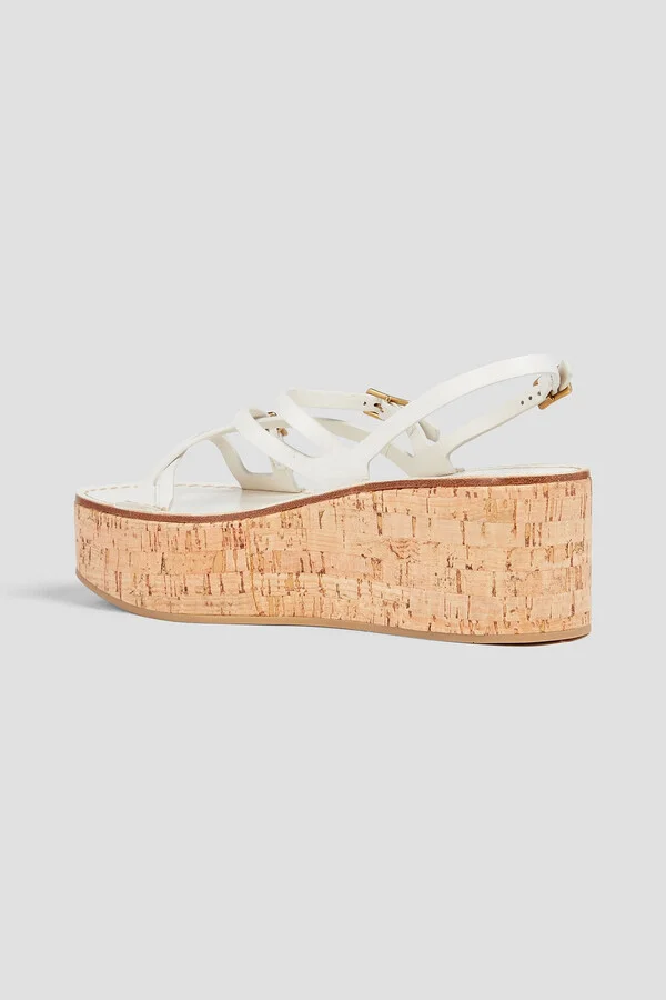 Buckled leather platform sandals - Image 6