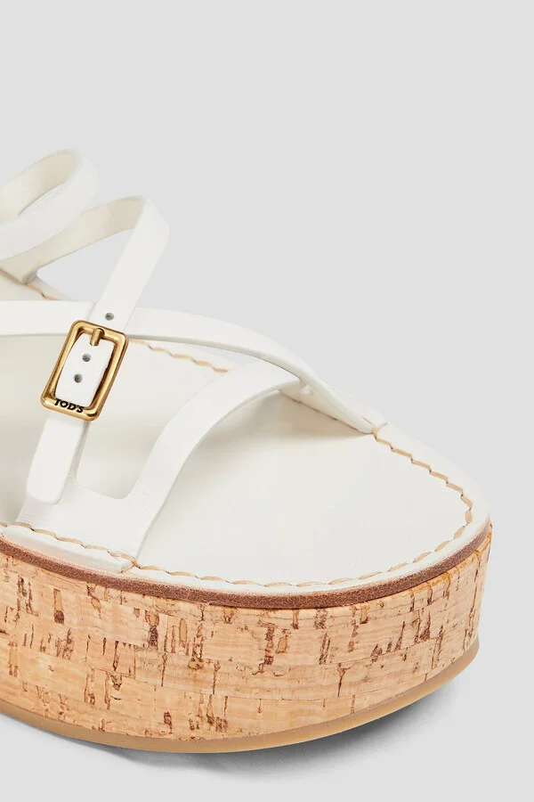 Buckled leather platform sandals - Image 7