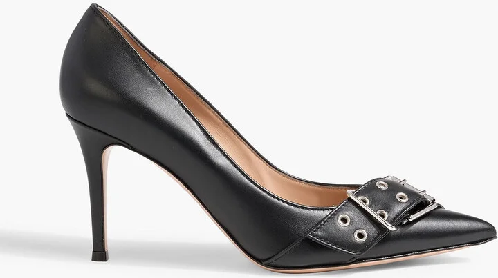 Buckled leather pumps